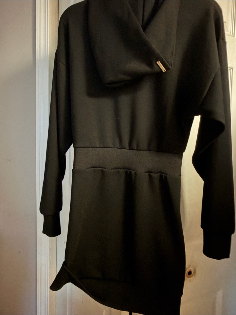Maniere De Voir Black Crewneck Sweater Dress with Hood size 4/small - Picture 5 of 6